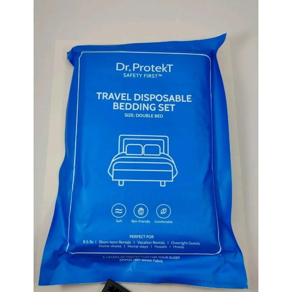 Disposable Travel Sheets Includes 1 Sheet 1 Duvet Cover and 2 Pillowcases